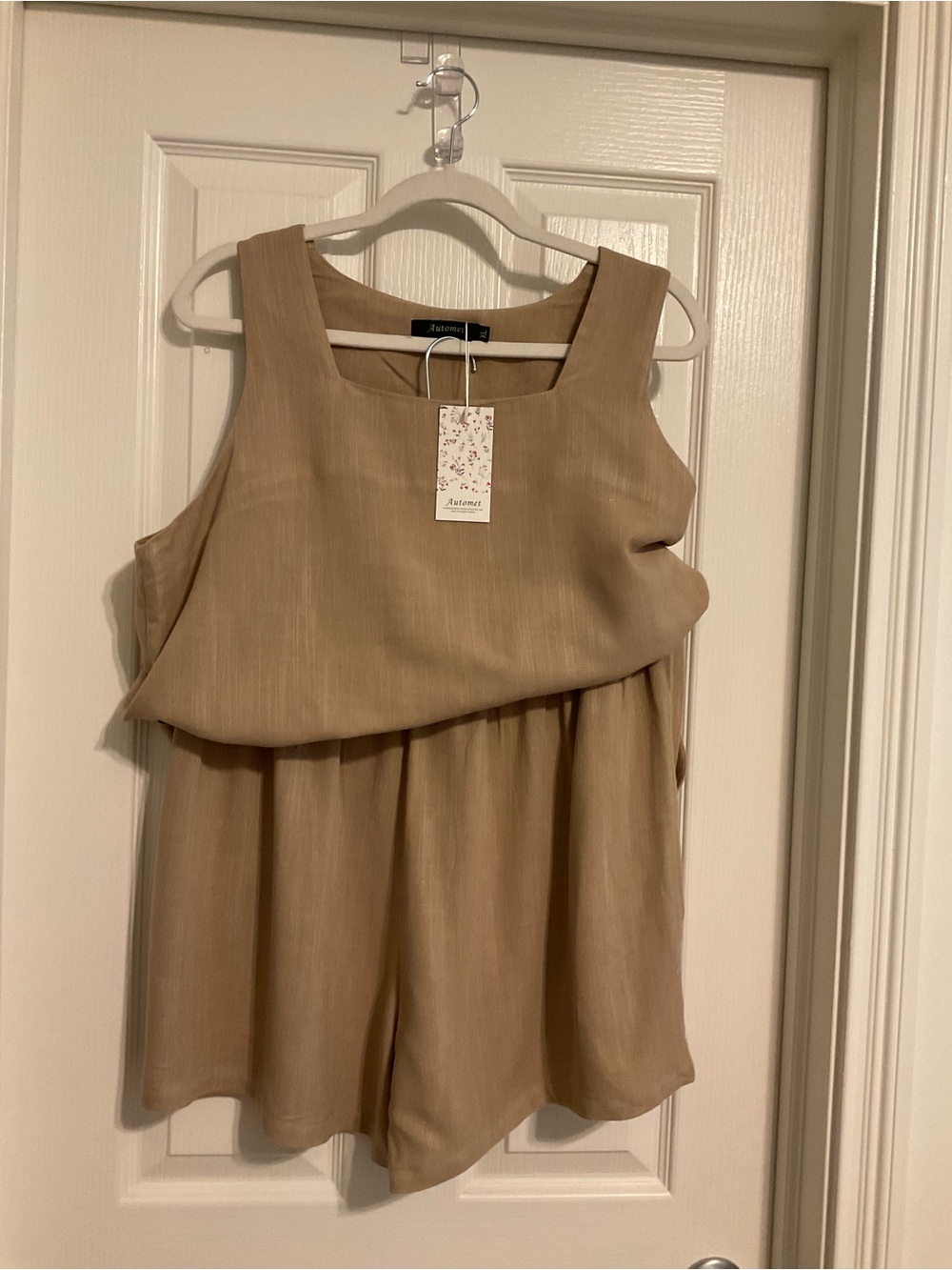 Taupe Square-Neck Sleeveless Tank